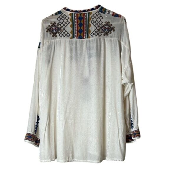 Johnny Was Womens Top Embroiderd Velvet White Multi Size S - Picture 2 of 5